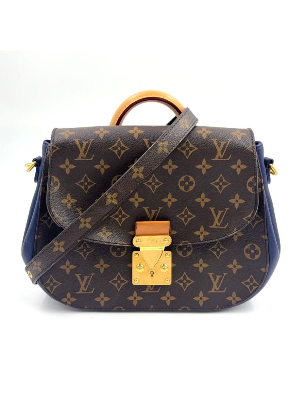 Louis Vuitton Eden MM Monogram 2-Way Shoulder Leather Brown Blue Handbag Gold